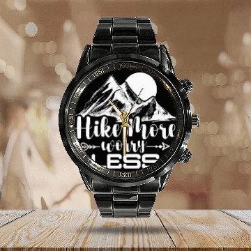 Discover Go Hiking, Mountaineering Hiking Tour Calendar Steel Band Watch
