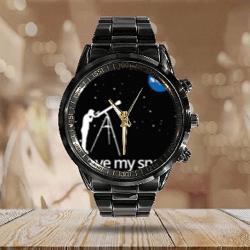 Discover NASA I Love My Space Telescope Galaxy Calendar Steel Band Watch