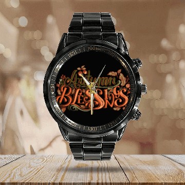 Discover autumn blessings Calendar Steel Band Watch