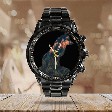 Discover Silent Fox in the Forest Nature Wilderness Autumn Calendar Steel Band Watch