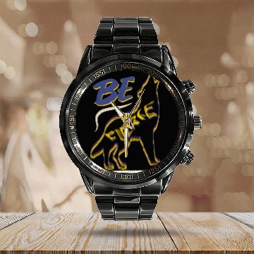 Discover Be Fierce Wolf Design Calendar Steel Band Watch