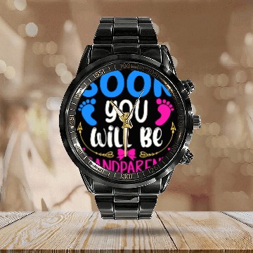 Discover We Will Become Grandparents, Be Grandparents Calendar Steel Band Watch