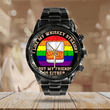Discover I Like My Whiskey Straight LGBTQ Pride Month Calendar Steel Band Watch