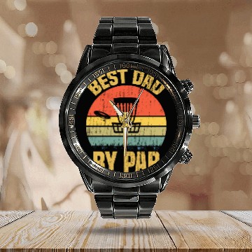 Discover Best Dad By Par Disc Golf, Frisbee Golf Golfer Calendar Steel Band Watch
