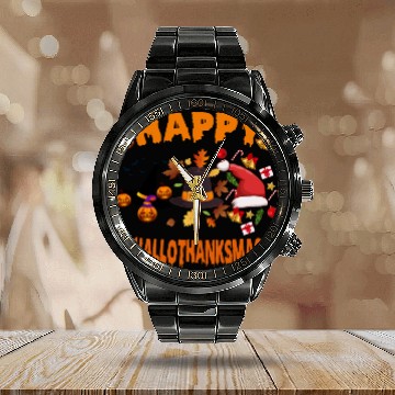 Discover Wine Halloween Christmas Happy Hallothanksmas Calendar Steel Band Watch