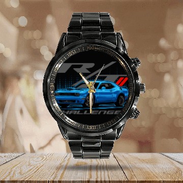 Discover Muscle Car Challenger Calendar Steel Band Watch