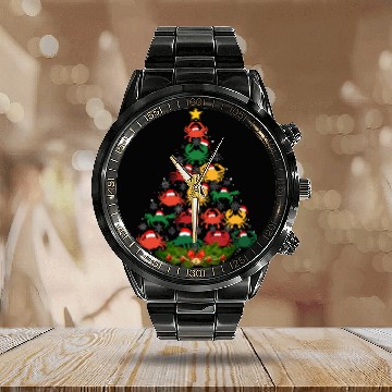 Discover Family Matching Christmas Pajama Crab Xmas Tree Calendar Steel Band Watch