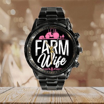 Discover Farming Farmer Wife Tractor Calendar Steel Band Watch
