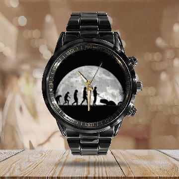 Discover Robotic Lawnmower Evolution Moon Calendar Steel Band Watch