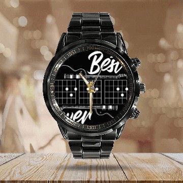 Discover Best Dad Ever - Funny Daddy Guitar Player Musician Calendar Steel Band Watch