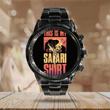 Discover This Is My Safari Funny Elephant Gift Calendar Steel Band Watch