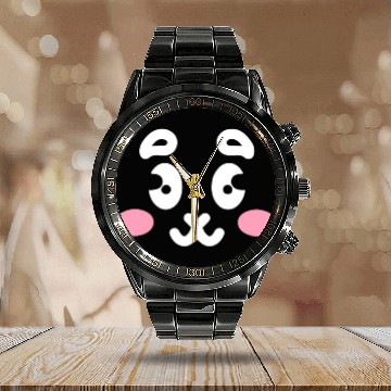Discover Smiling Happy Cat Face Calendar Steel Band Watch