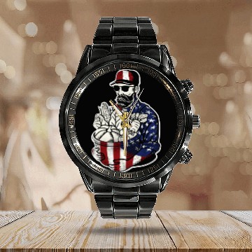 Discover Farming Farmer American Flag Us Calendar Steel Band Watch