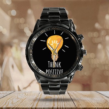 Discover Think Positive Calendar Steel Band Watch