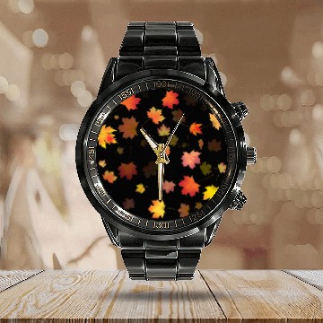 Discover Autumn Maple Leaves Calendar Steel Band Watch