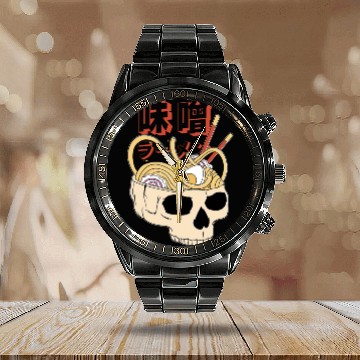 Discover Ramen skull Calendar Steel Band Watch