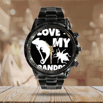 Discover I Love My Grandpet Chameleon Calendar Steel Band Watch