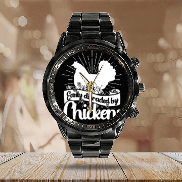 Discover Chickens Rooster Chicken Farmer Hen Poultry Cock Calendar Steel Band Watch