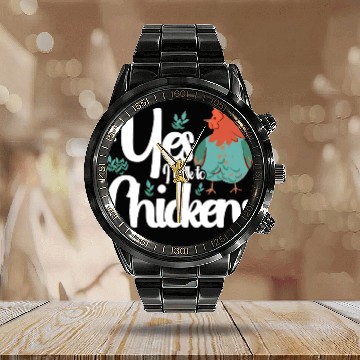 Discover Chickens Rooster Chicken Farmer Hen Poultry Cock Calendar Steel Band Watch