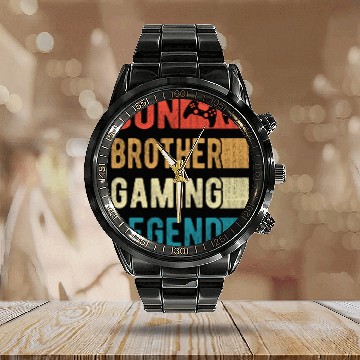 Discover Son Brother Gaming Legend Gamer Boy Gift Vintage Calendar Steel Band Watch