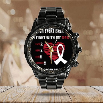 Discover Faith Hope Love Support Squad Lung Cancer Dad Calendar Steel Band Watch