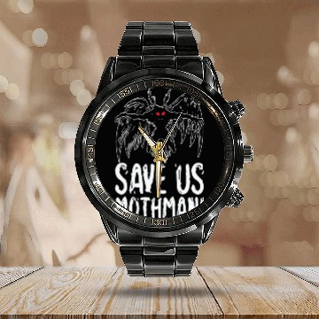 Discover Halloween Mothman Mythical Line Art Beast Monster Calendar Steel Band Watch