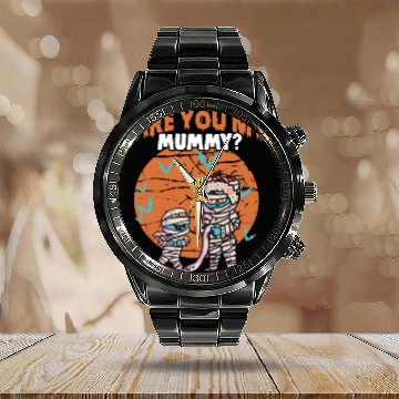 Discover Are You My Mummy Spooky Halloween Pun For Momster Calendar Steel Band Watch