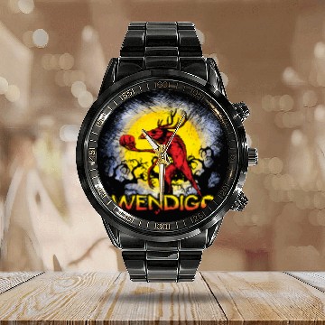 Discover Folk Creature Wendigo Forest Halloween Cryptid Calendar Steel Band Watch