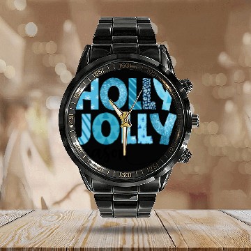 Discover Holly Jolly season sublimation Calendar Steel Band Watch