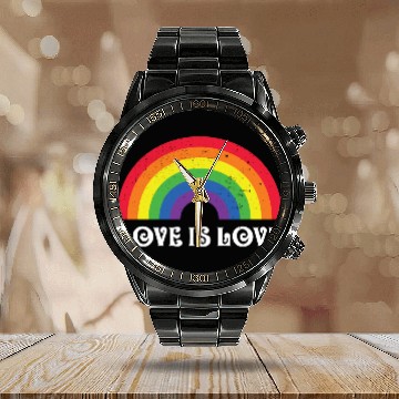 Discover Love Is Love Rainbow Gay Pride Lgbtq Pride Flag Calendar Steel Band Watch