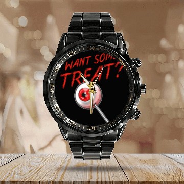 Discover Trick Or Treat Want Some Treat Eyeball Lollipop Calendar Steel Band Watch
