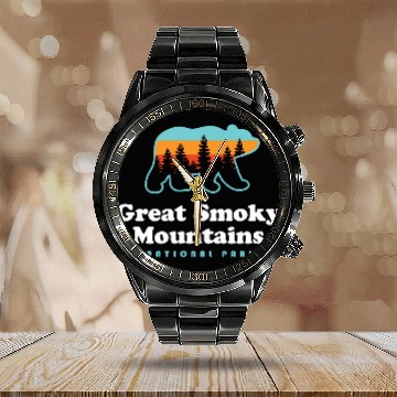 Discover Great Smoky Mountains Bear Great Smoky Mountains Calendar Steel Band Watch