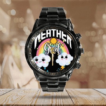 Discover Weather Girl Meteorologist Meteorology Storm Calendar Steel Band Watch