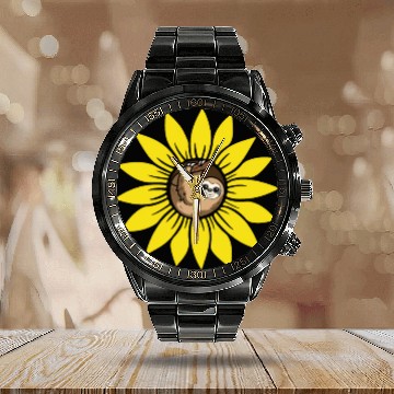 Discover Sloth Sunflower Calendar Steel Band Watch