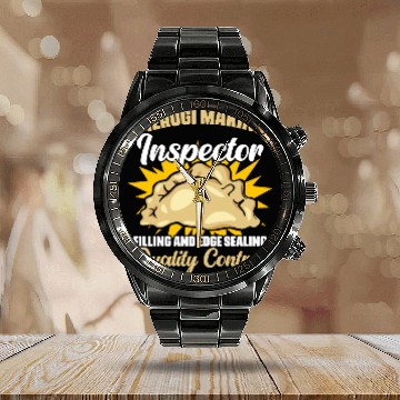 Discover Pierogi Making Funny Polish Dumpling Food Maker Calendar Steel Band Watch