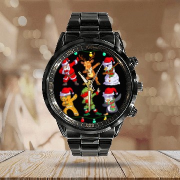 Discover Christmas Kids Boys Men Dabbing Santa Elf Deer Calendar Steel Band Watch