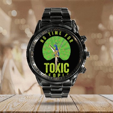 Discover Peacock Positivity Peacock Fan Toxic People Nature Calendar Steel Band Watch
