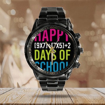 Discover Happy 100 Days Of School Funny Math Teacher Calendar Steel Band Watch