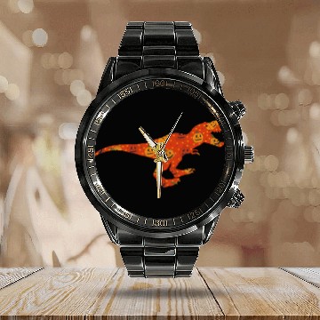 Discover Dinosaur Pumpkin Head Jack O' Lantern Halloween Calendar Steel Band Watch
