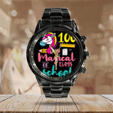 Discover 100 Magical Days of School Unicorn Teacher Studen Calendar Steel Band Watch