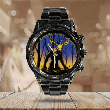 Discover Wendigo Folk Creature Forest Cryptid Halloween Calendar Steel Band Watch