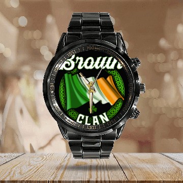 Discover Brown Surname Irish Last Name Ireland Flag Calendar Steel Band Watch
