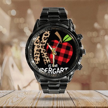 Discover K Is For Kindergarten Cheetah Back To School Calendar Steel Band Watch