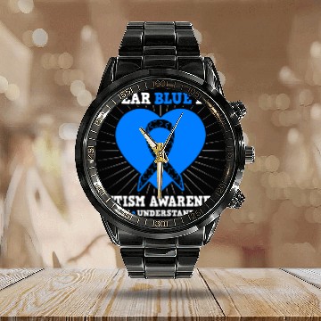 Discover I Wear Blue For Autism Awareness - Accept Calendar Steel Band Watch