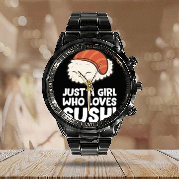 Discover Just a Girl Who Loves Sushi Calendar Steel Band Watch