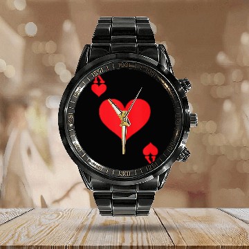 Discover King of Hearts Playing Card Halloween Costume Tank Calendar Steel Band Watch