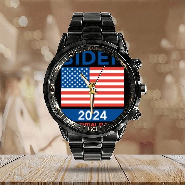 Discover Biden 2024 Presidential Election Calendar Steel Band Watch