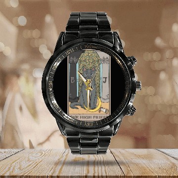 Discover Cat High Priest Tarot Card Design for a Tarot Car Calendar Steel Band Watch