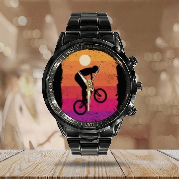 Discover BMX Bike Tricks Bicycle Riders Cycling BMX Calendar Steel Band Watch