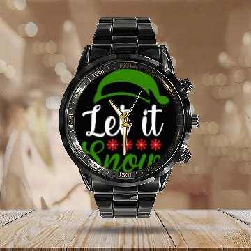 Discover Let it snow Funny Christmas Calendar Steel Band Watch